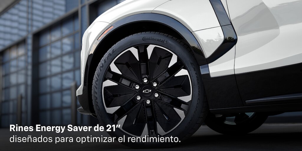 Chevrolet Blazer EV 2025, equipada con rines de 21 pulgadas con diseño energy saver